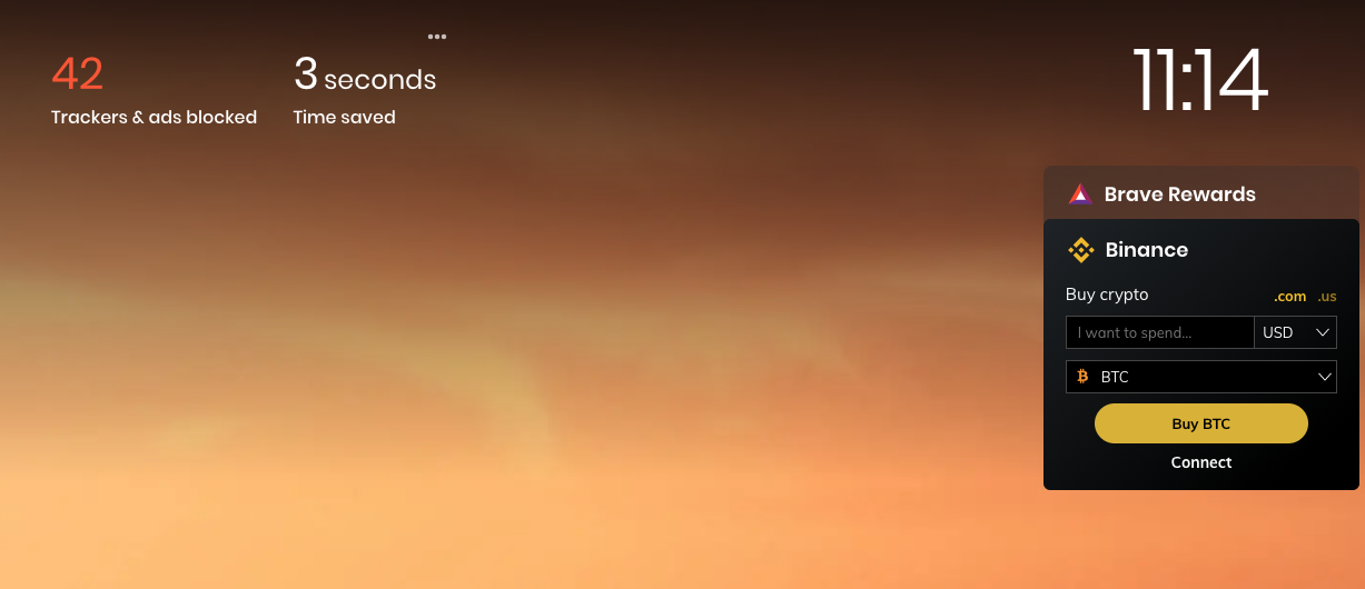 Brave Browser Startbildschirm