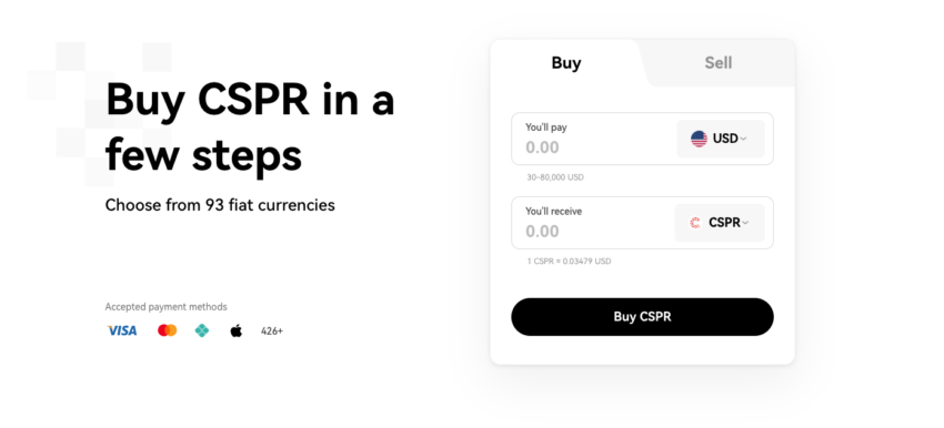 Express buy Casper OKX wallet visa MasterCard USD dollars