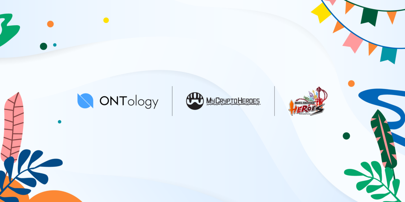 logo Ontology và My Crypto Heroes với  Brave Frontier Heroes