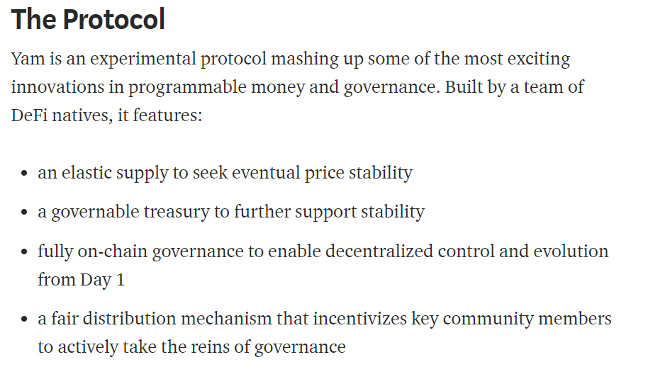 YAM Finance Token Description