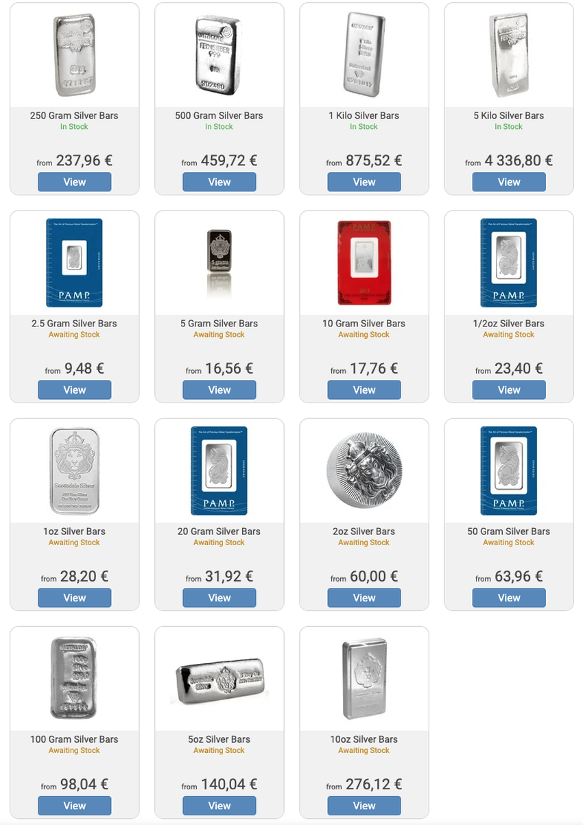 Capture of bullionbypost showing lack of stock beincrypto tony toro