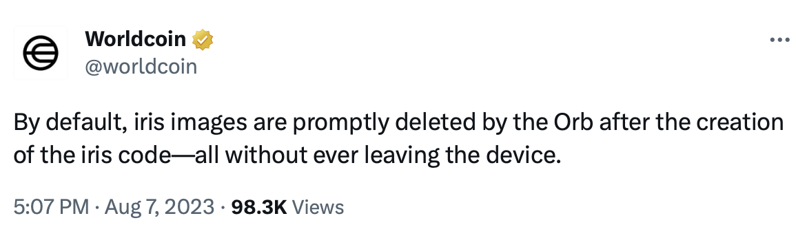 Worldcoin made a post on the X platform on August 7. 