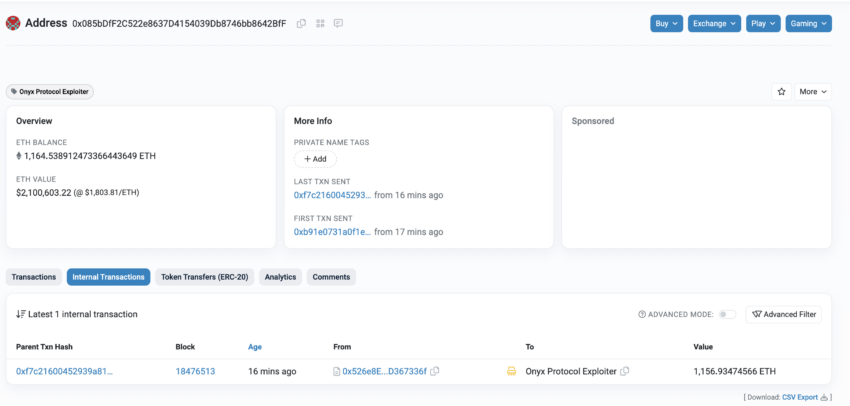 Wallet Onyx Protocol exploiter