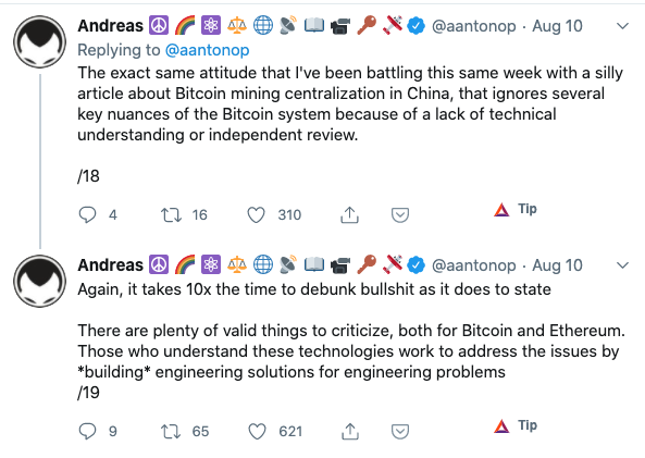 Tuit Andreas BTC ignorancia