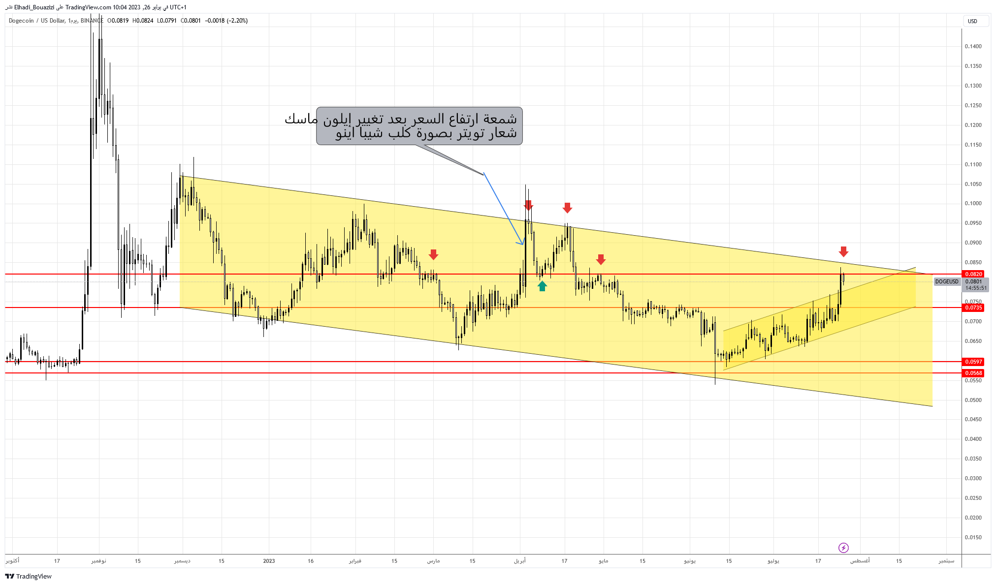 رسم بياني لسعر عملة دوج كوين