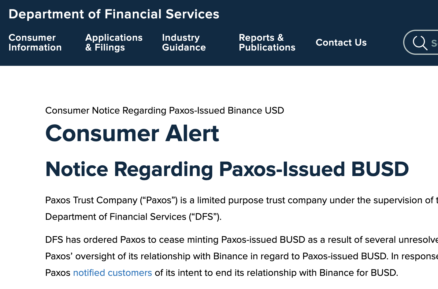 뉴욕 금융당국 ‘BUSD금지, 바이낸스의 허가 없는 토큰 발행이 문제’