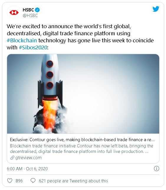 Anuncio del lanzamiento de Contour por parte de HSBC. Fuente: @HSBC