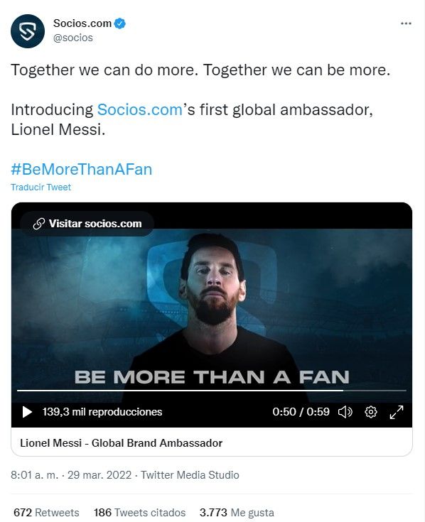 Lionel Messi Twitter Socios.com
