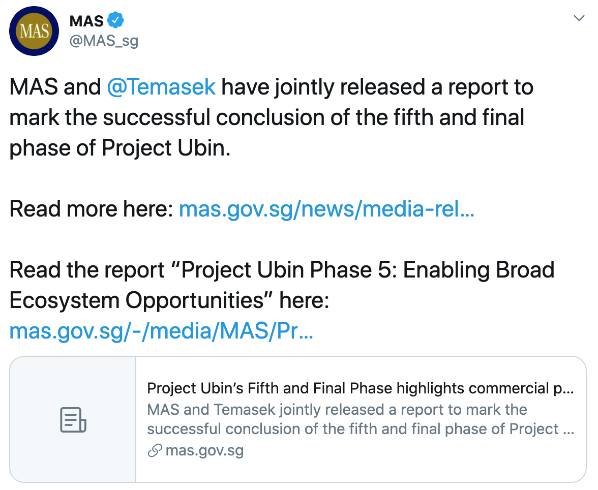 Tuit MAS Singapur JP Morgan blockchain