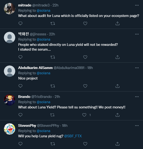 Возмущения пользователей экосистемы Solana