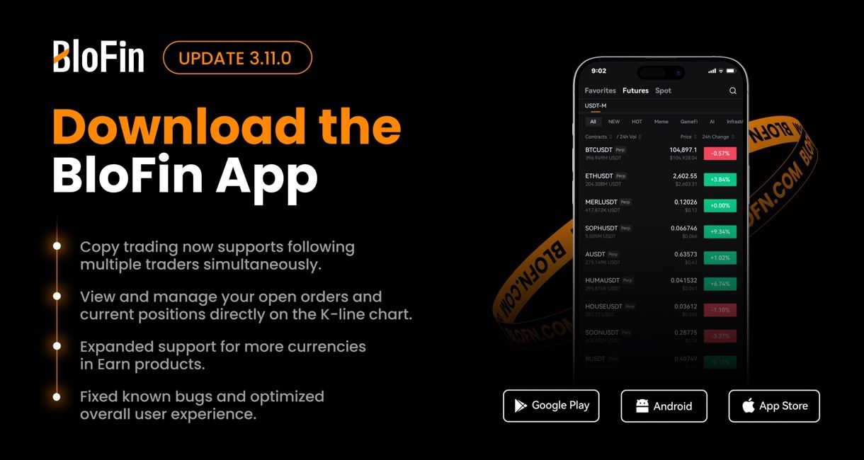 BloFin представляет обновленную версию приложения и веб-сайта, расширяя свое присутствие на глобальном рынке