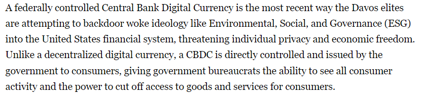 Excerpt on the Rationale Behind Anti-CBDC Florida Bill | Source: Ron DeSantis