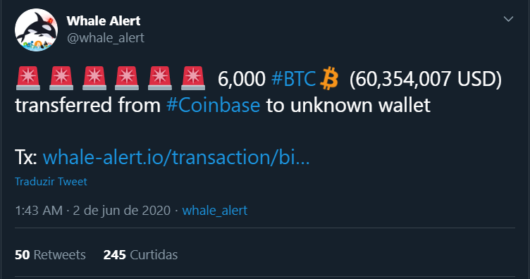 6.000 BTC sacados da Coinbase numa "tacada só"
