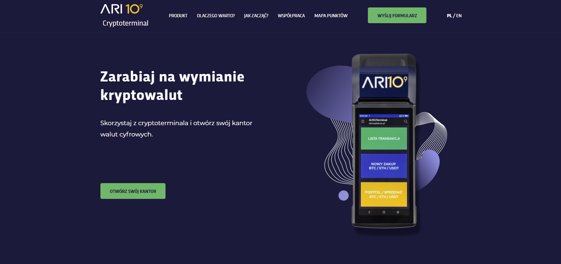 Cryptoterminal - strona internetowa