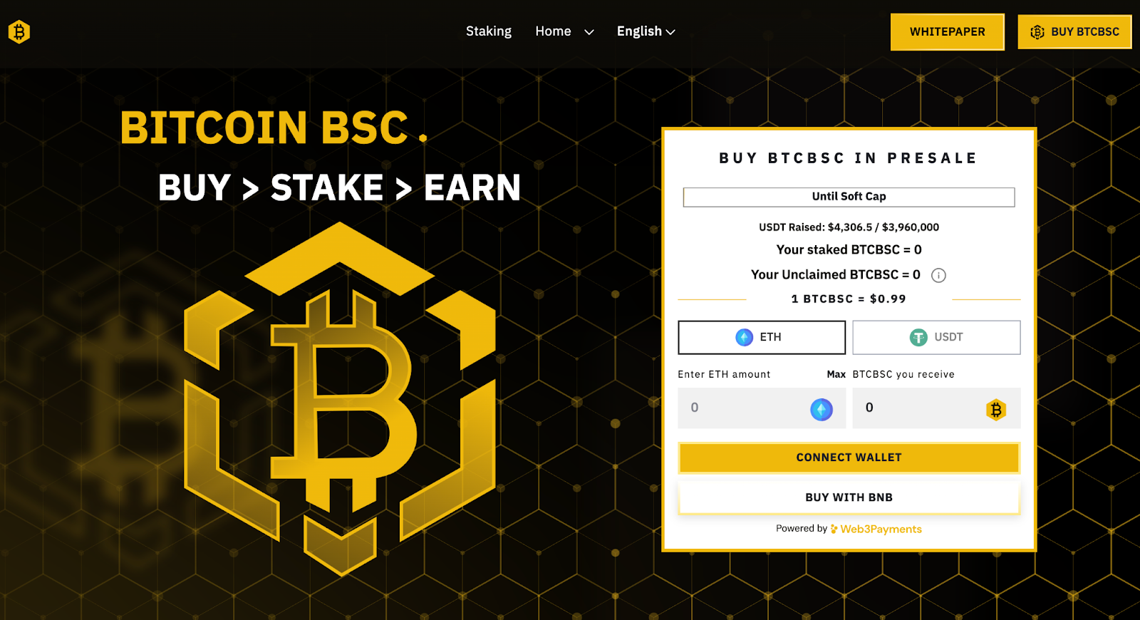 Nova pré-venda – Bitcoin BSC é lançado com staking e recompensas
