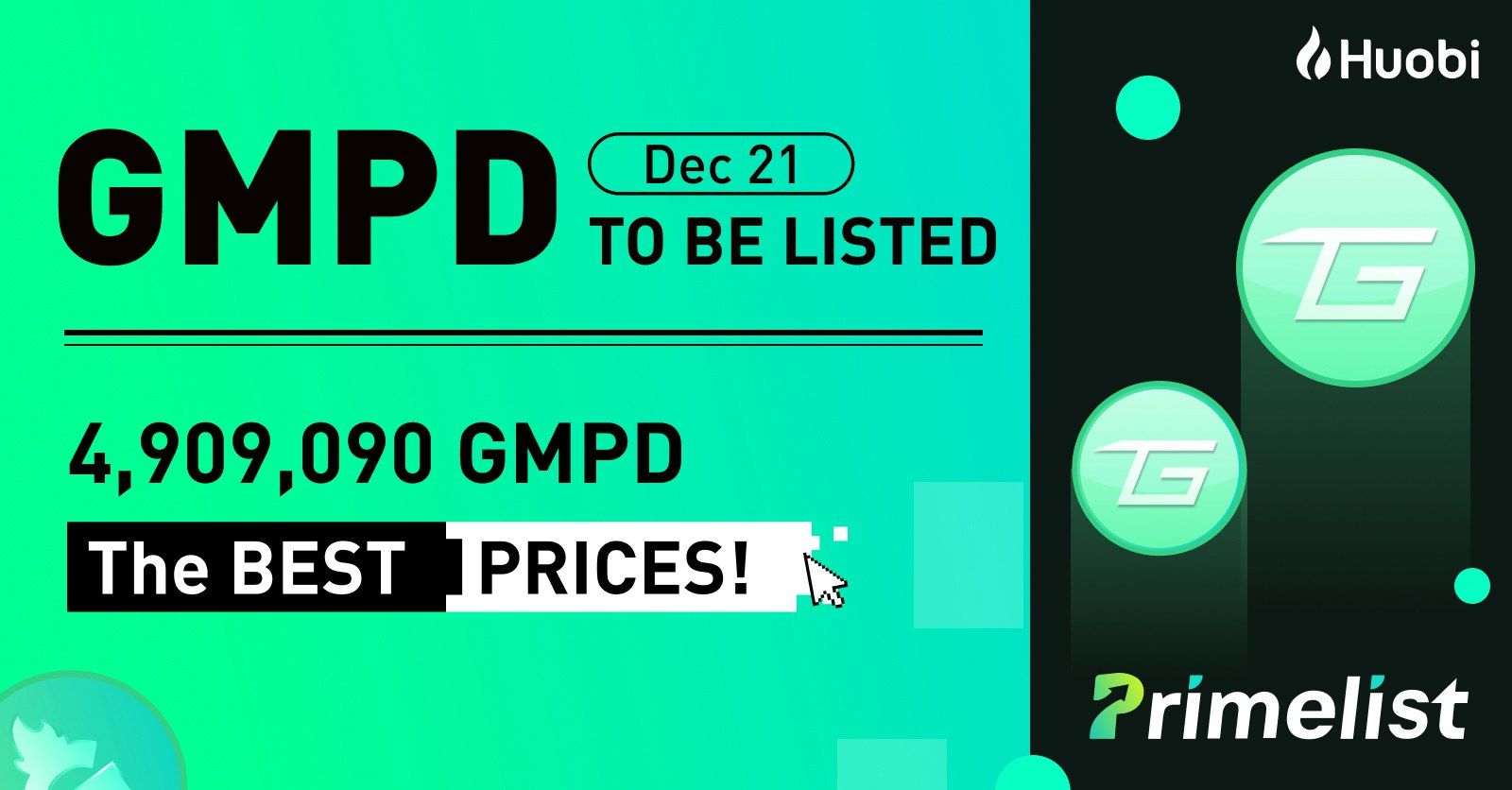 Huobi Primelist to List GamesPad’s GMPD Token