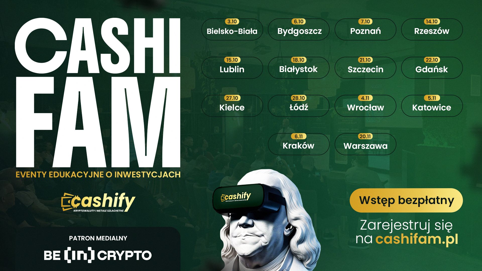 Bezpłatne spotkania edukacyjne o inwestowaniu i kryptowalutach w całej Polsce