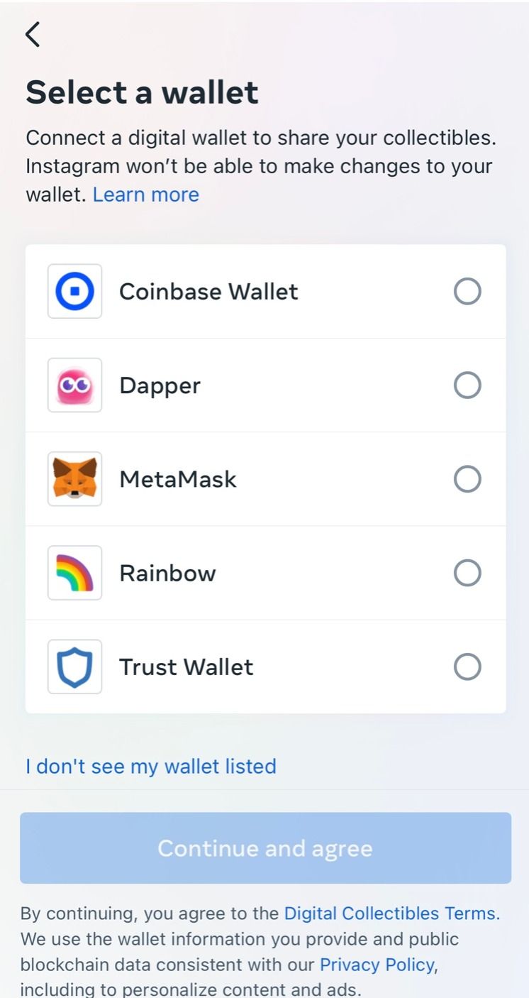 meta instagram nft metaverse kripto para cüzdanları