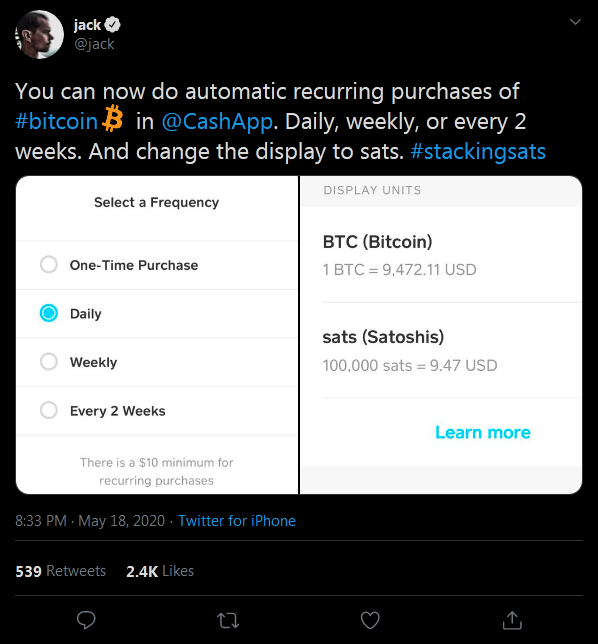 AutomatiC Recurrent Bitcoin Buying on Cash App