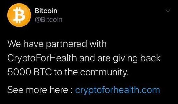 CryptoForHealth hack Twitter Bitcoin