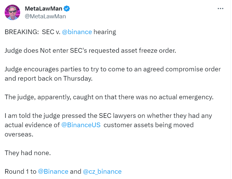 Binance vs. SEC Anwalt