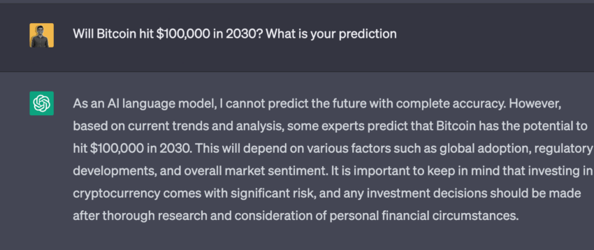 Zdolności prognozy Bitcoina przez AI