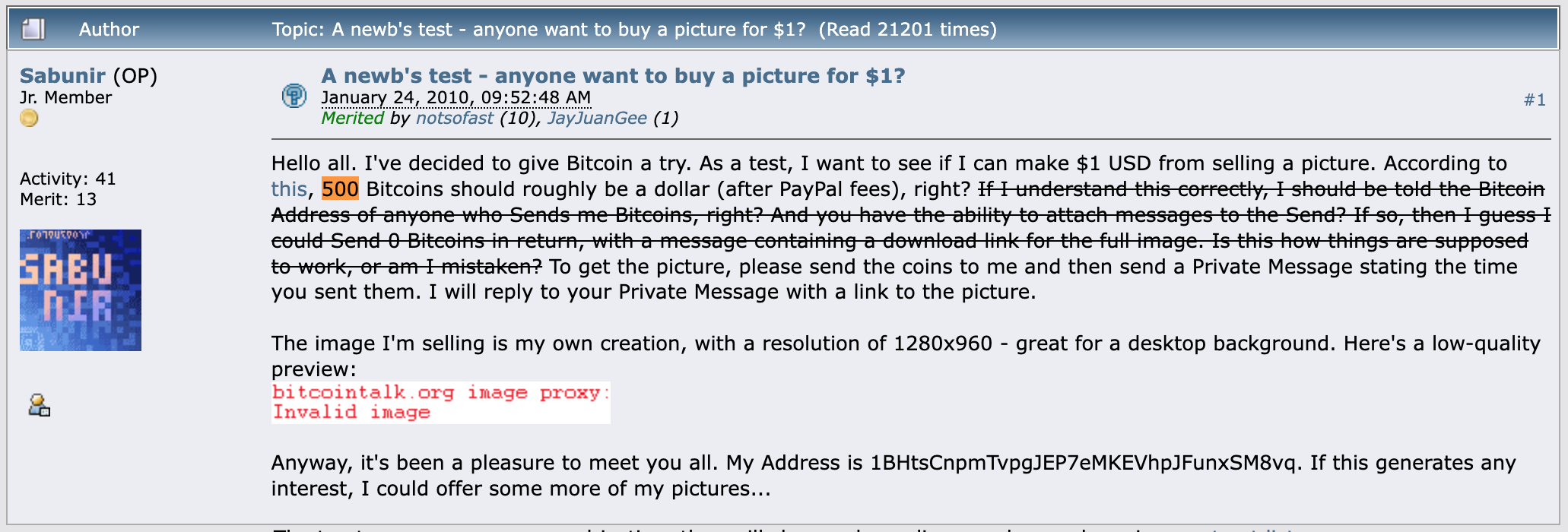 Posible primera compraventa con Bitcoin por una imagen JPEG por 500 BTC.