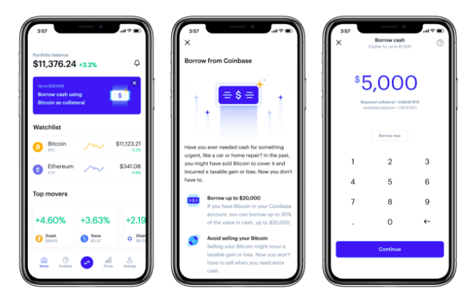 Geld leihen via Coinbase