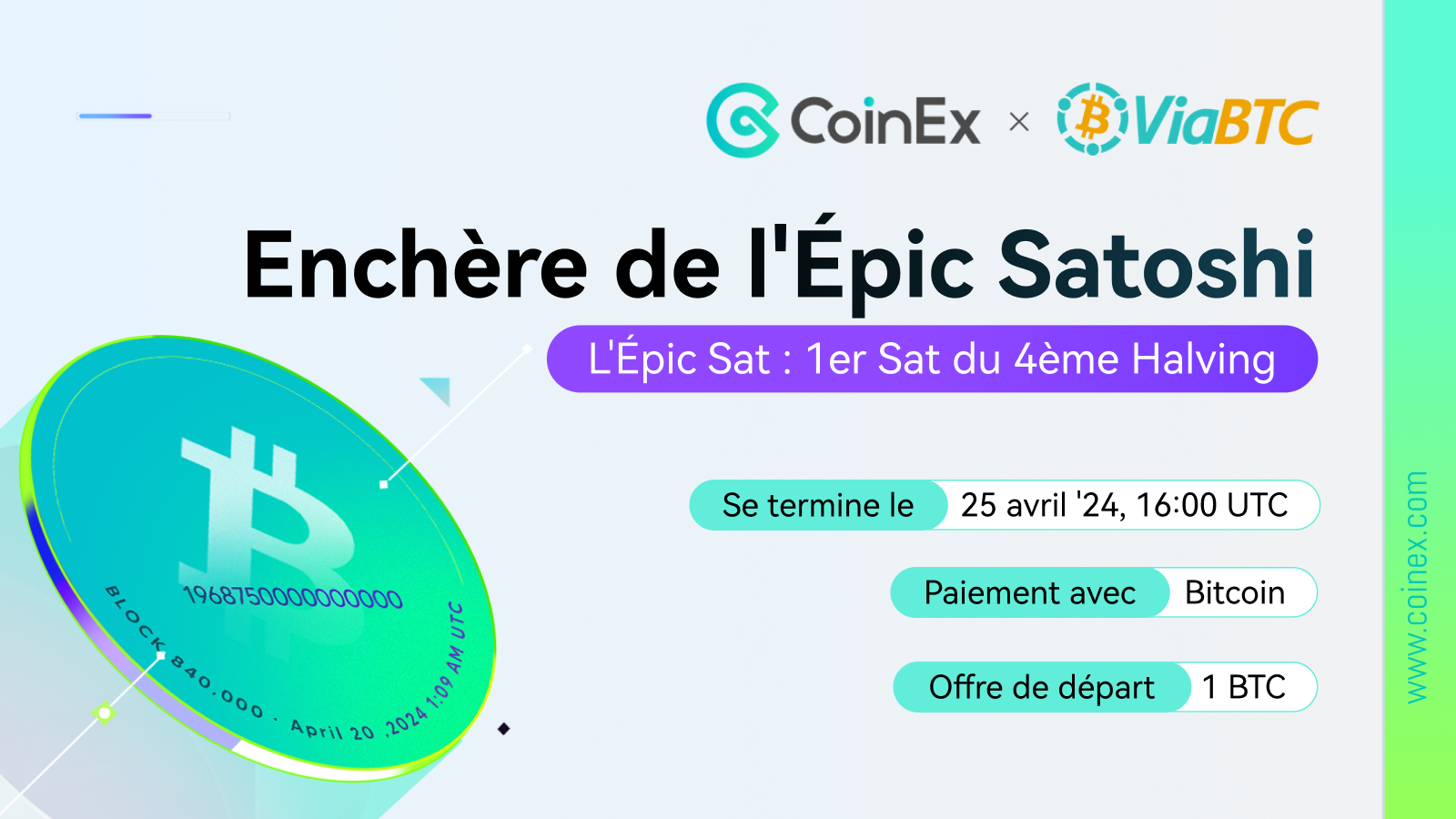 Vente aux enchères historique : CoinEx propose actuellement la vente aux enchères du “Epic Sat”