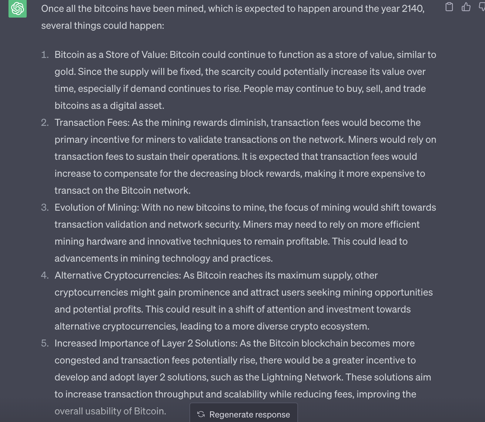 Discussion on Bitcoin (BTC) mining with ChatGPT