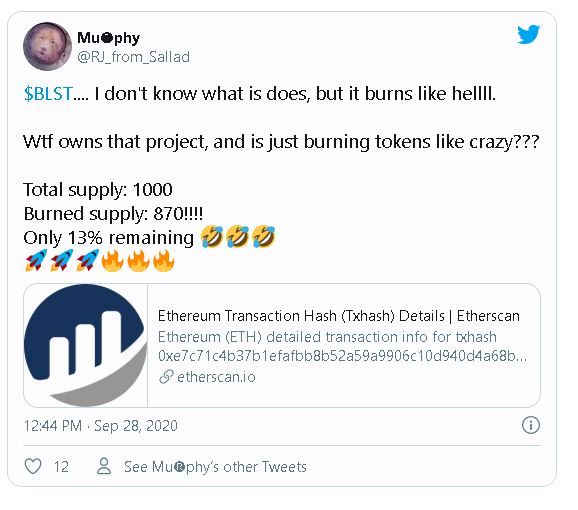 Tweet sobre BALST: "no sé que hace, pero esto quema como el infierno". Fuente: @RJ_from_Sallad