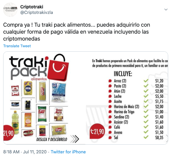 Tuit tracki comprar con Bitcoin