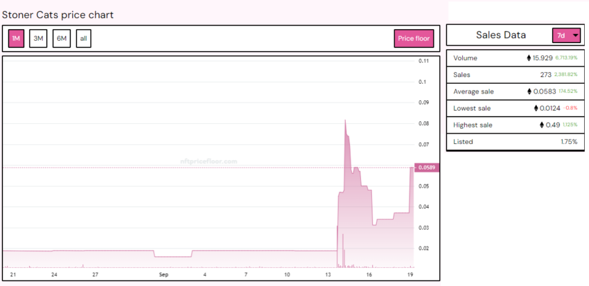 Stoner Cats Price Chart. Source: NFT Price Floor