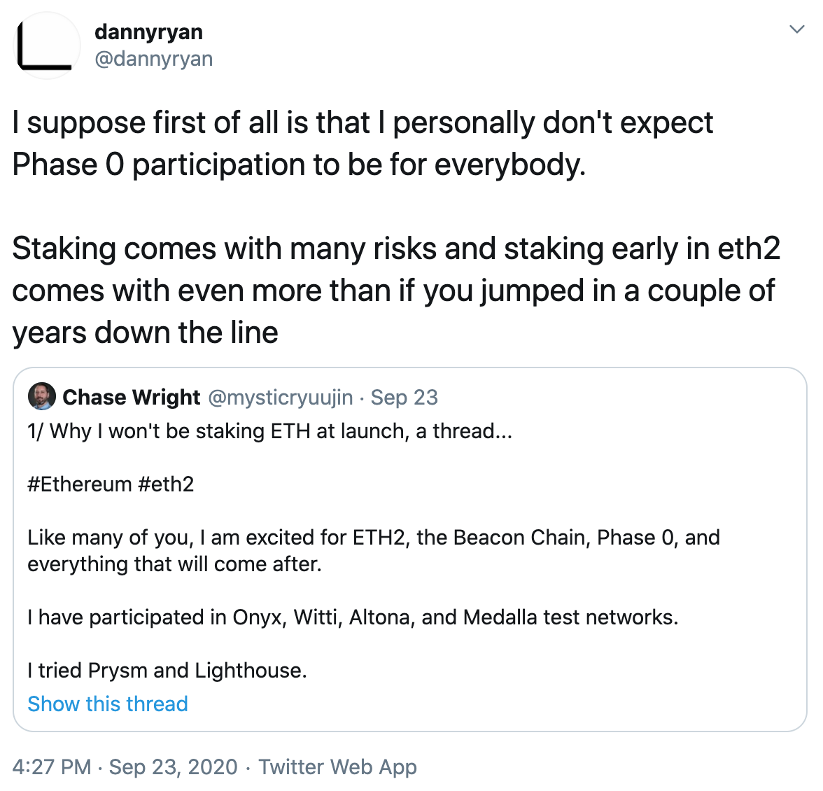 Tuit refutando criticas stacking 2.0