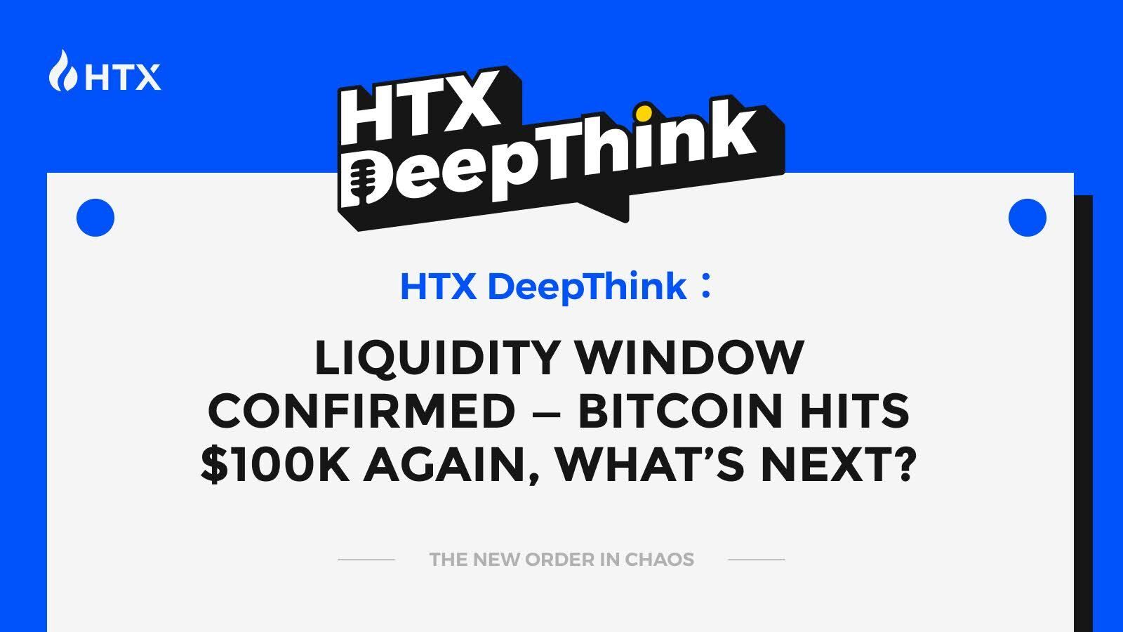 HTX DeepThink: Liquidity Window Confirmed — Bitcoin Hits $100K Again, What’s Next?