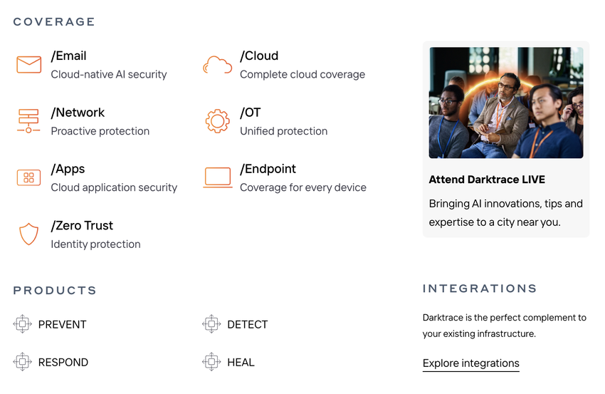Features of DarkTrace: DarkTrace