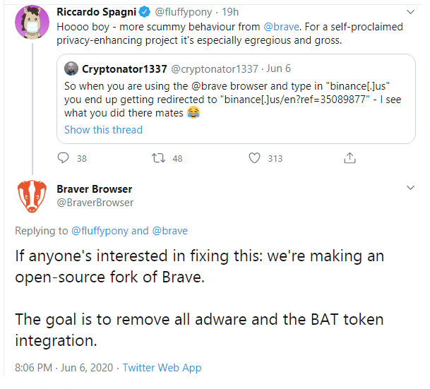 Brave and referral link beincrypto tony toro