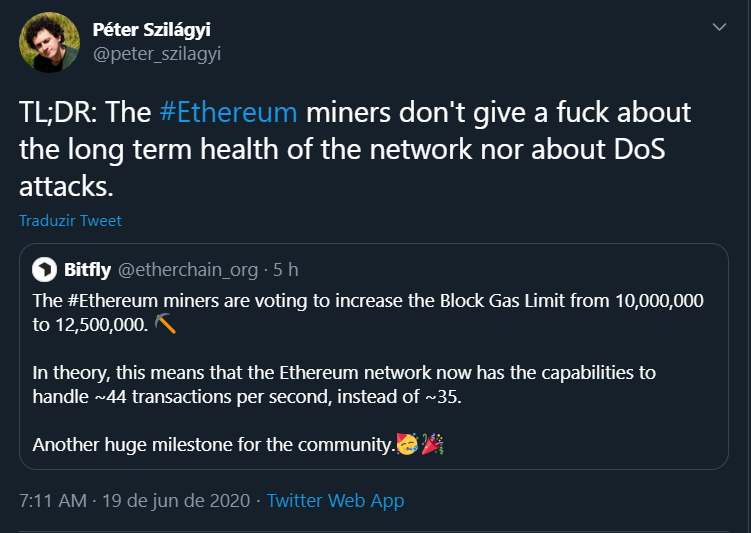 Críticas à mudança da rede Ethereum