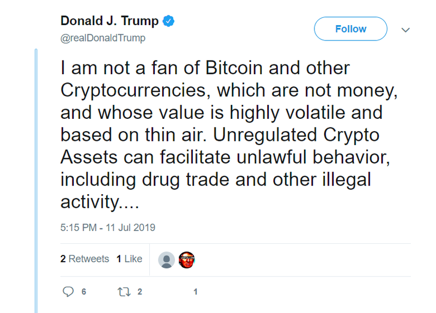 Trump na temat kryptowalut