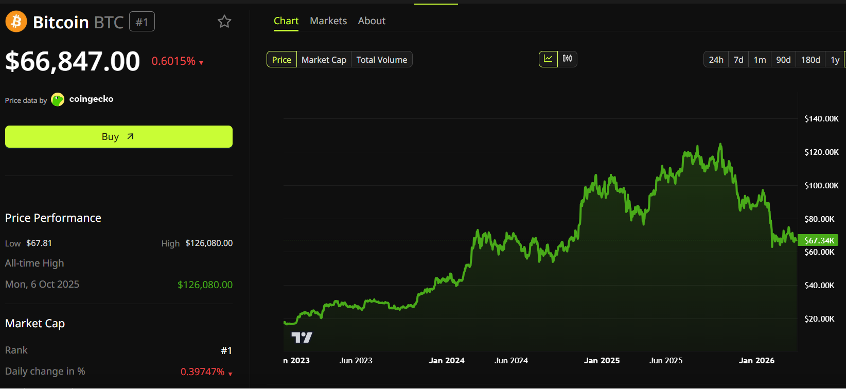 Bitcoin Price Performance.