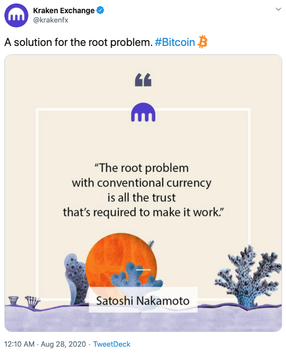 Tuit Kraken Satoshi Nakamoto