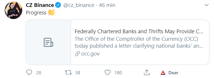 Tweet de CZ Binance
