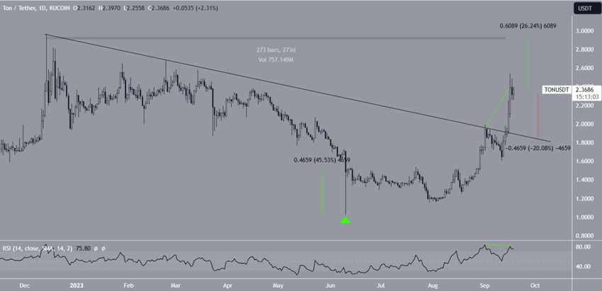 TON/USDT Daily Chart.