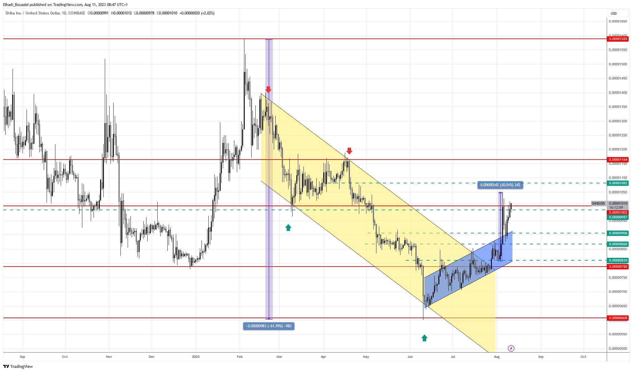 الرسم البياني اليومي للعملة الرقمية  SHIB