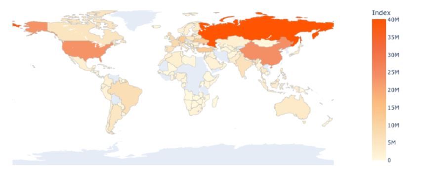 Россия на карте краж криптовалюты при помощи вирусов-вымогателей