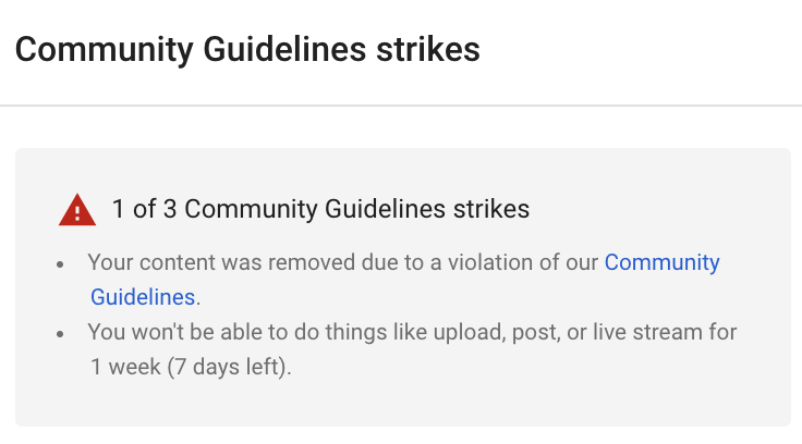 Lý do xoá video được Youtube đưa ra 