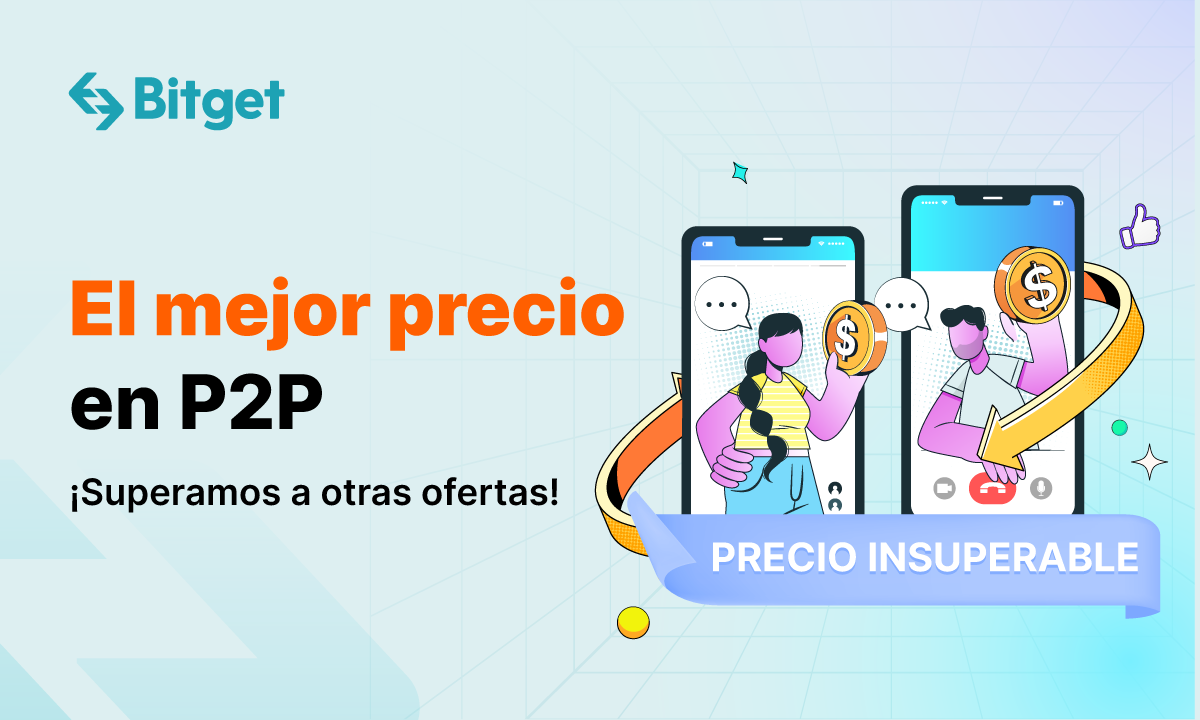 Compra dólares USDT al precio más bajo en el P2P de Bitget