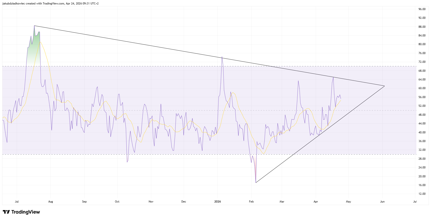 XRP daily RSI chart