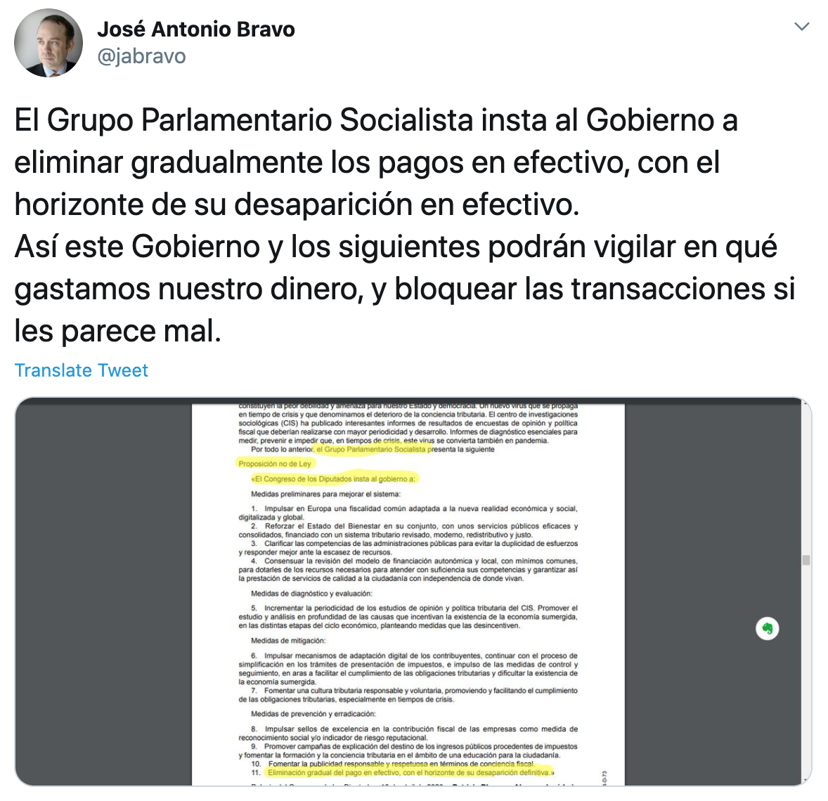 Tuit sobre psoe y el efectivo