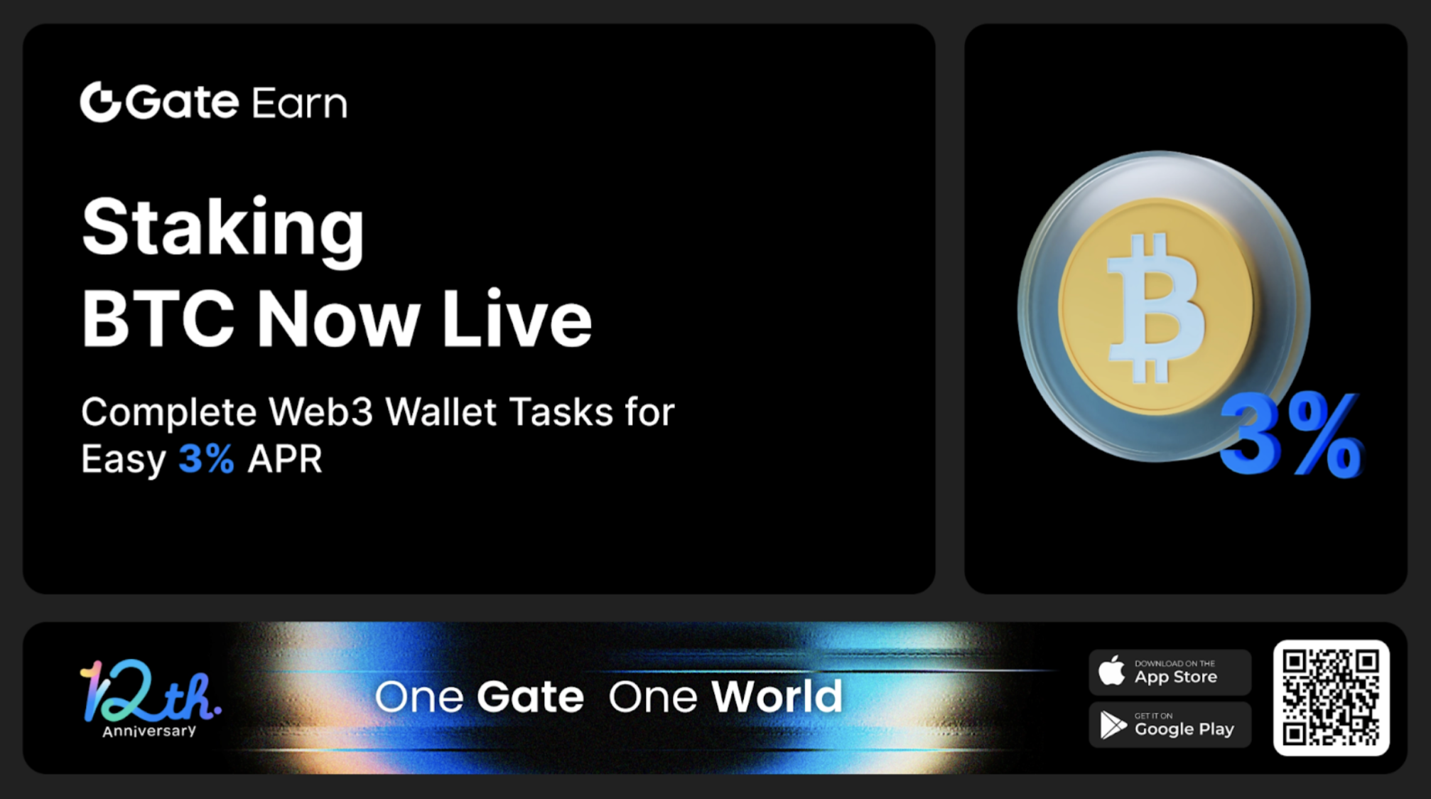 Gate.io Staking: BTC Staking Product Newly Launched, Complete Web3 Wallet Tasks to Gain Bonus Returns